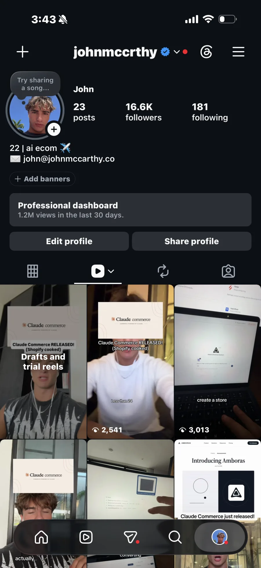 John McCarthy's Instagram creator profile